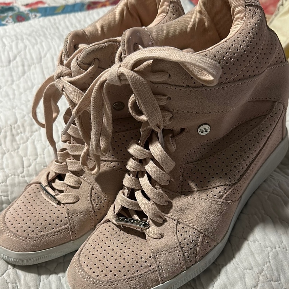 Coach Women's Pink High-Top Sneakers